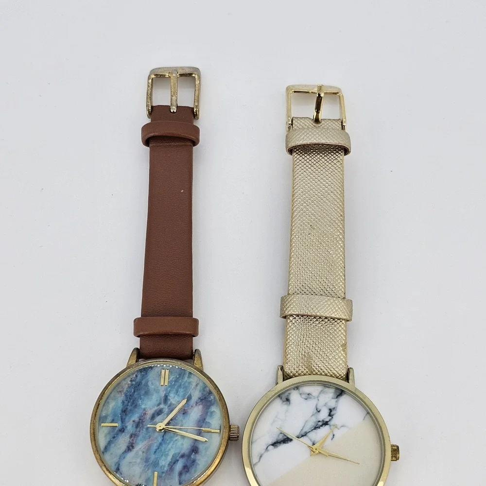 2X‎ Minimalist Women Watches 34-36MM Multicolor Dial Leather Bands NEW Battery